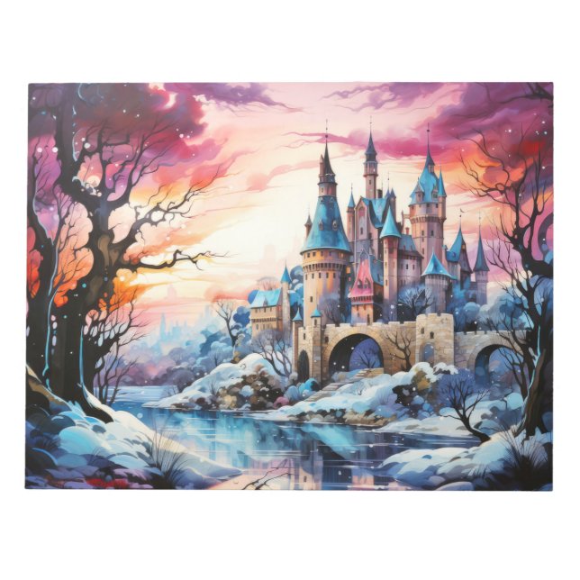 Castle Landscape Concept Abstract Colorful Scenery Notepad (Front)