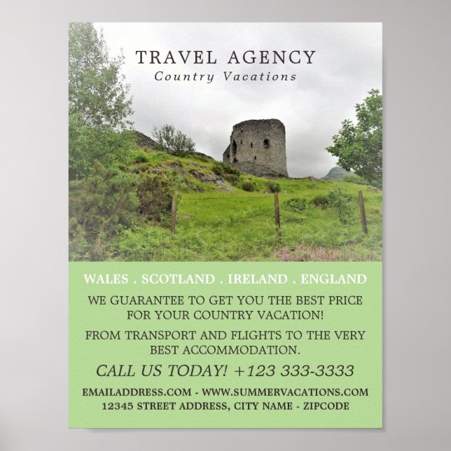 Castle Landscape, Travel Agency Advertising Poster (Front)