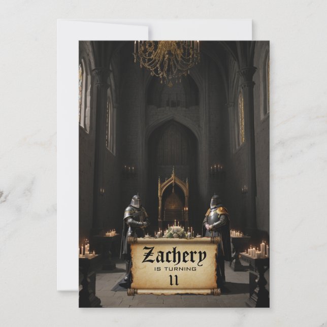 *~* Castle Medieval KNIGHTS Armor AP88 Birthday Invitation (Front)