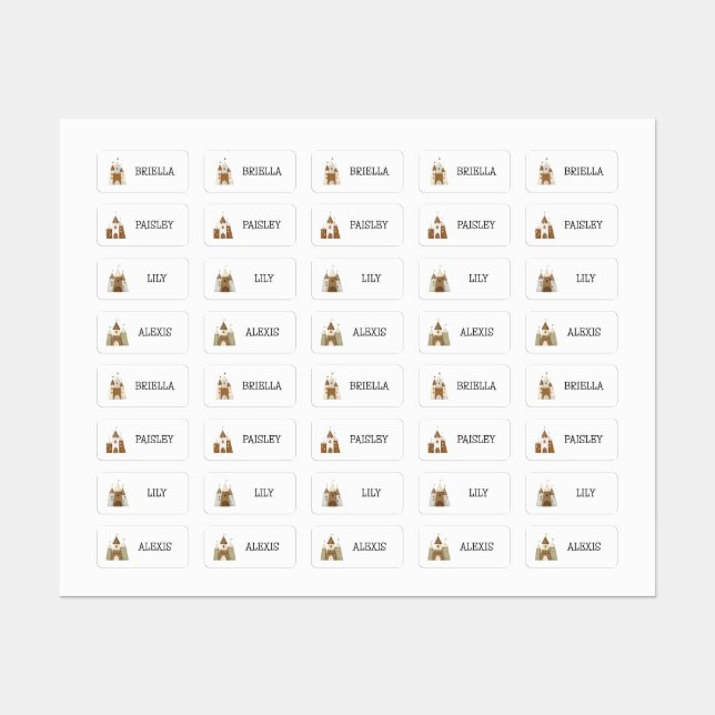 Castle name labels for clothing (Sheet)