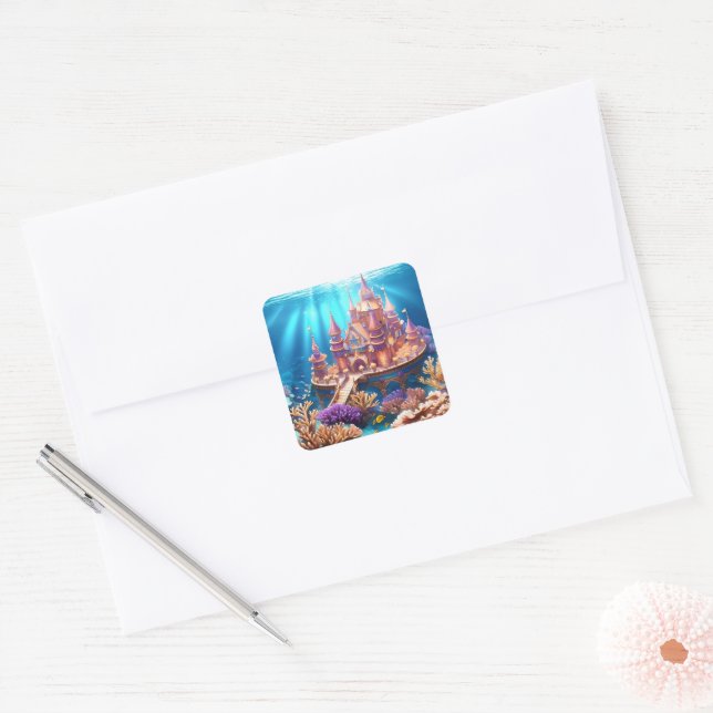 Castle of the Underwater Realm Square Sticker (Envelope)