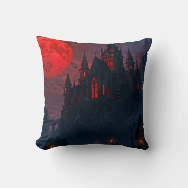 Castle of the Vampire's Blood Throw Pillow (Front)