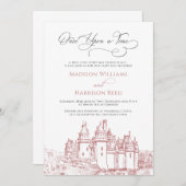  Castle Once Upon A Time Fairy Tale Wedding Pink Invitation (Front/Back)