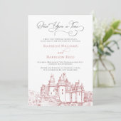  Castle Once Upon A Time Fairy Tale Wedding Pink Invitation (Standing Front)