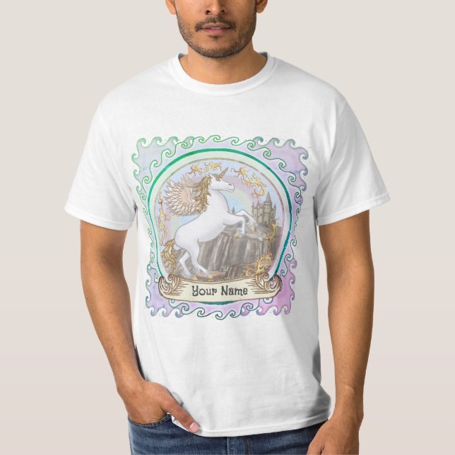 Castle Pegasus Unicorn  T-Shirt (Front)