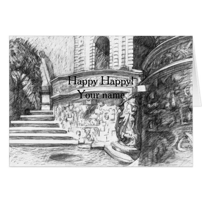 Castle pencilart  Monochrome Black & White (Front Horizontal)