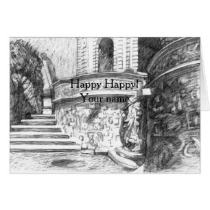 Castle pencilart Monochrome Black & White Cards
