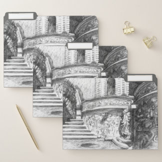 Castle pencilart Monochrome Black & White File Folder