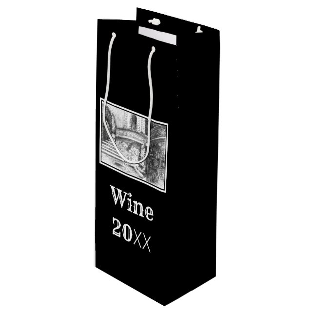Castle pencilart  Monochrome Wine Gift Bag (Front Angled)