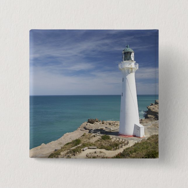 Castle Point Lighthouse, Castlepoint, Wairarapa, Pinback Button (Front)