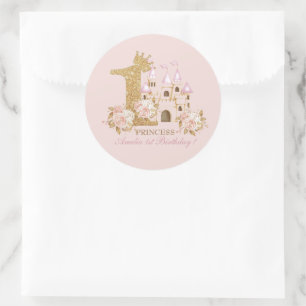  Castle Princess 1st Birthday  Classic Round Sticker