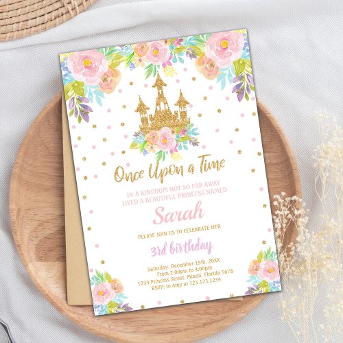 Castle Princess Birthday Invitations