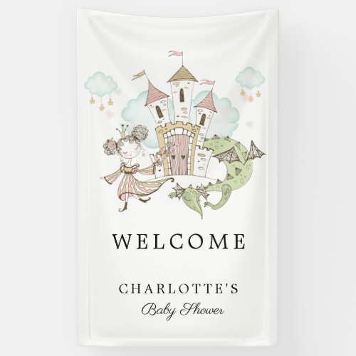 Castle Princess Dragon Baby Shower Welcome Banner