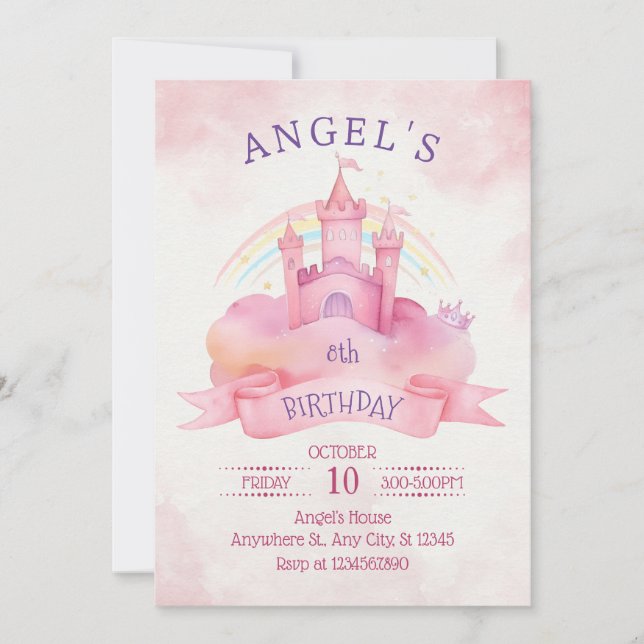 Castle princess invitation (Front)