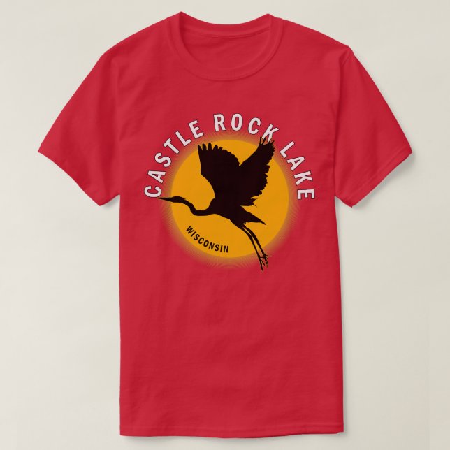 Castle Rock Lake in Wisconsin Heron Sunrise T-Shirt (Design Front)