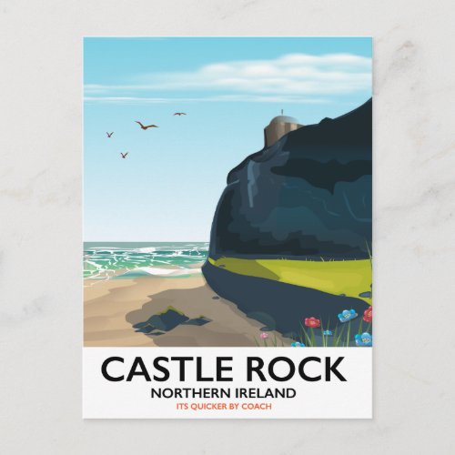 castle rock northern ireland travel poster postcard