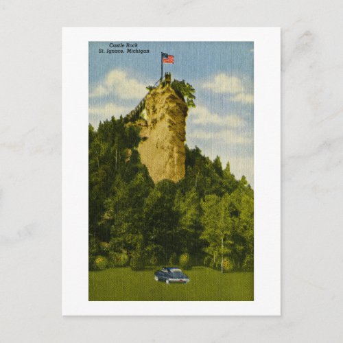 Castle Rock St Ignace Michigan Postcard