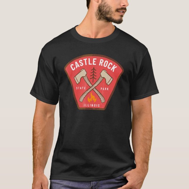 Castle Rock State Park Illinois Forest Camp Fire V T-Shirt (Front)