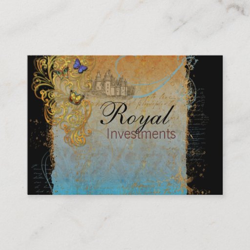 Customizable Castle Royal French Scrolls Business Cards