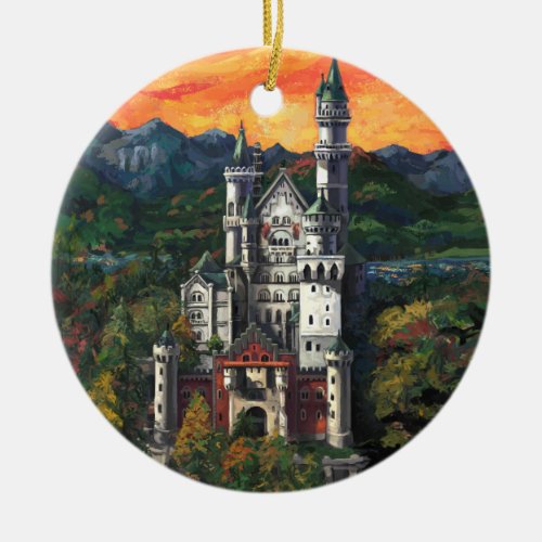 Castle Schloss Neuschwanstein Ceramic Ornament