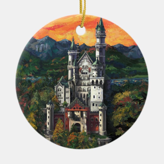 Castle Schloss Neuschwanstein Ceramic Ornament (Front)