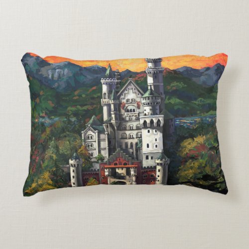 Castle Schloss Neuschwanstein Decorative Pillow