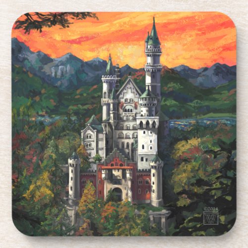 Castle Schloss Neuschwanstein Drink Coaster