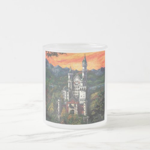 Castle Schloss Neuschwanstein Frosted Glass Coffee Mug
