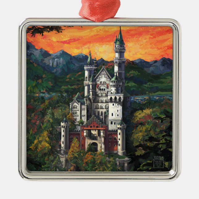 Castle Schloss Neuschwanstein Metal Ornament (Front)