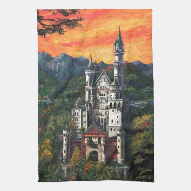 Castle Schloss Neuschwanstein Towel (Vertical)