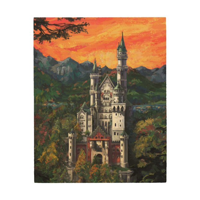Castle Schloss Neuschwanstein Wood Wall Decor (Front)