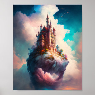Castle Sky Clouds Fantasy Art Poster