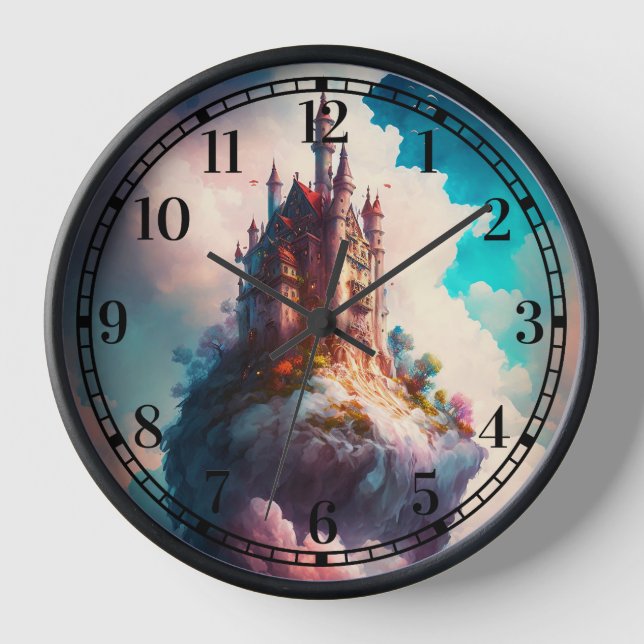 Castle Sky Clouds Fantasy Clock (Front)