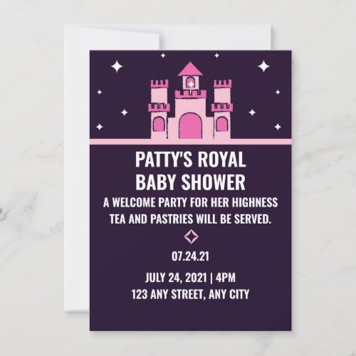 Castle stars princess baby shower invitation