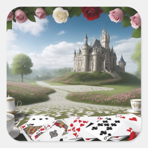 Castle Through the Wonderland Portal Square Sticker