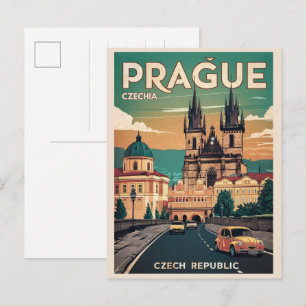 castle vintage travel prague czech republic gifts postcard