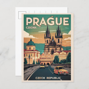 castle vintage travel prague czech republic gifts postcard