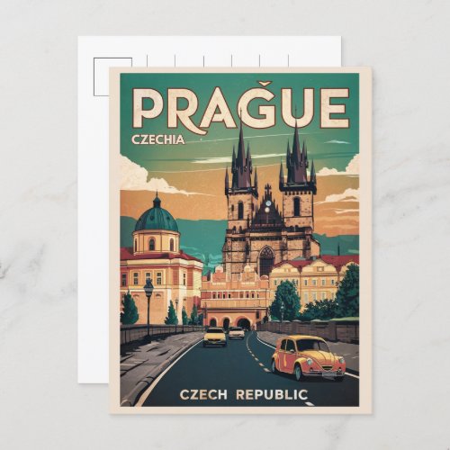 castle vintage travel prague czech republic gifts postcard