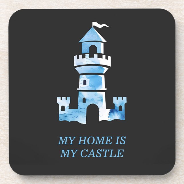 Castle Watercolor Art Beverage Coaster (Front)