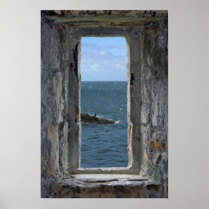 Castle Window with an Ocean View Poster