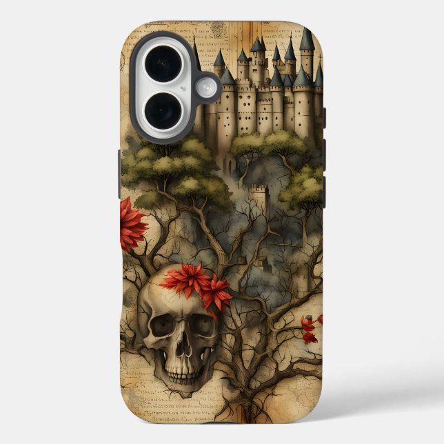 Castle with Skull Junk Journal Page Case-Mate iPhone Case (Back)