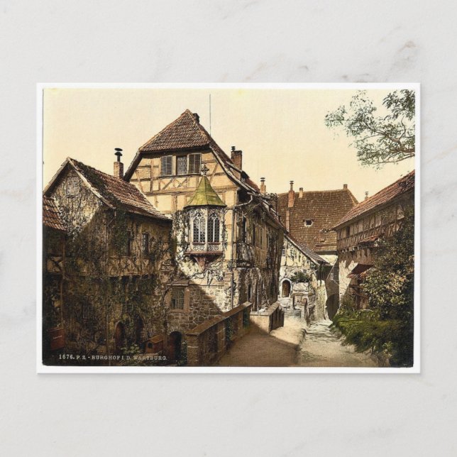 Castle yard, Wartburg, Thuringia, Germany rare Pho Postcard (Front)