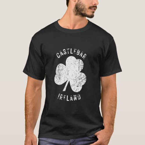 Castlebar Mayo Ireland Vintage Shamrock Distressed T_Shirt