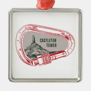 Castleton Tower Climbing Carabiner Metal Ornament
