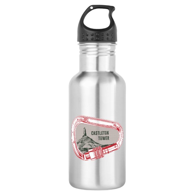 Castleton Tower Climbing Carabiner Stainless Steel Water Bottle (Front)