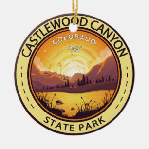 Castlewood Canyon State Park Colorado Badge Ceramic Ornament