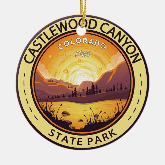 Castlewood Canyon State Park Colorado Badge Ceramic Ornament (Front)