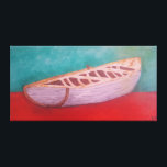 Castoff Rowboat Canvas Print<br><div class="desc">A large canvas offering of an original acrylic painting done of a single, worn, castoff rowboat. This is a painting done in rich colors which have been filtered to enhance the orange and turquoise surrounding the white boat in the picture.</div>