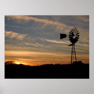 Castoro Cellars Windmill in Golden Sunset Poster