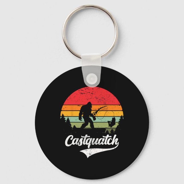 Castquatch Funny Byss Fisherman Fishing Meme  Keychain (Front)